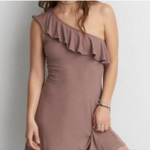 Mauve One Shoulder Ruffle Dress - Picture 1 of 2